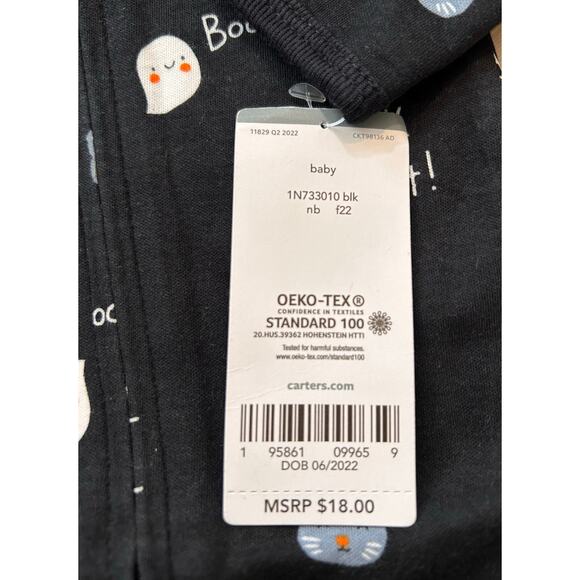 NWT Carter’s Halloween Footed Sleep and Play Coverall, Size NB - Picture 5 of 6